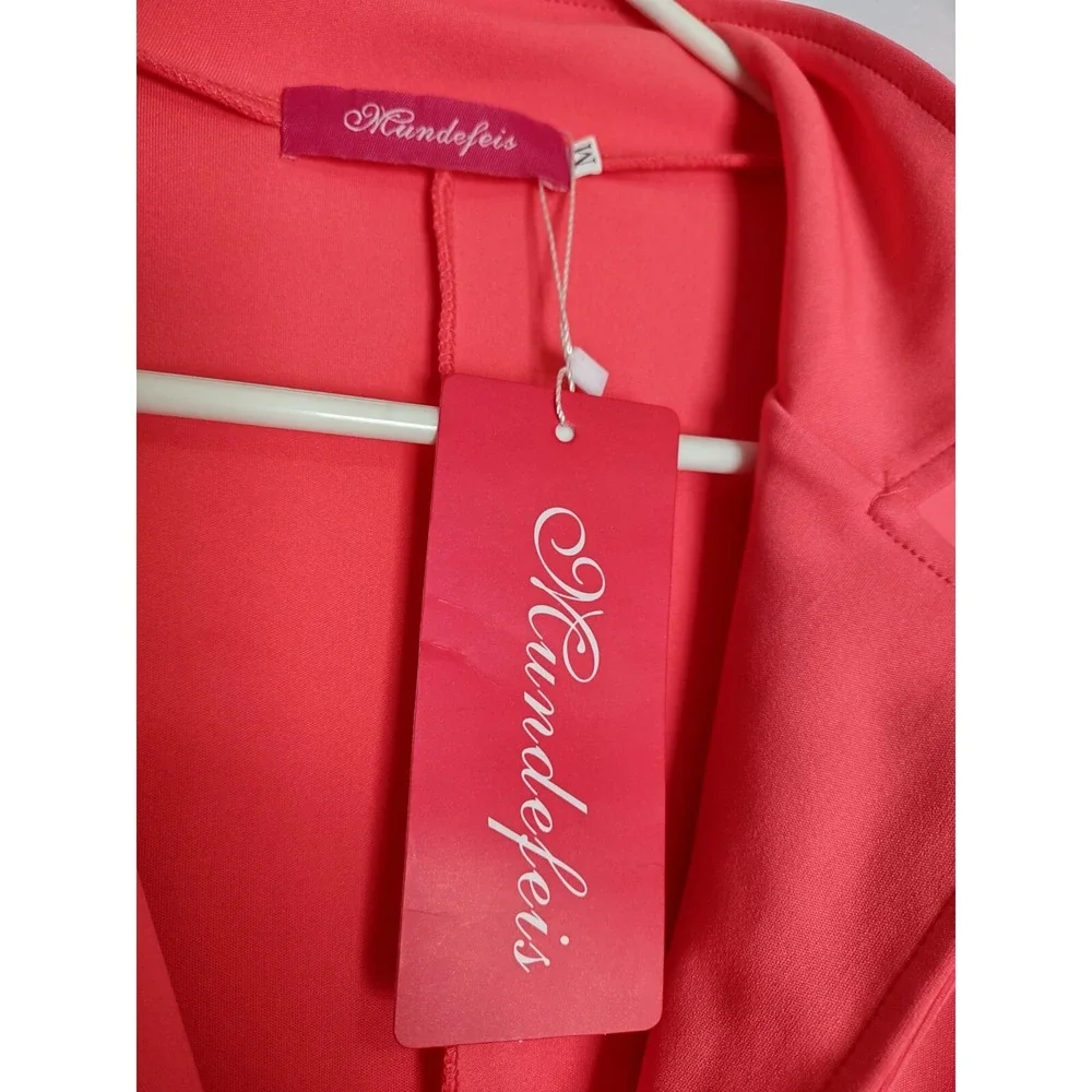 NWT Mundefeis Hot Pink‎ double breasted Blazer  Womens Medium Barbie
